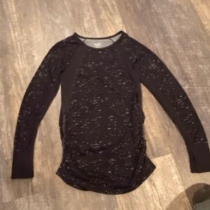 Athelta Seamless Black Speckled Long Sleeve Top